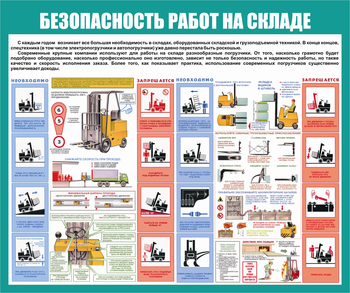 С67-2 Охрана труда при работе на складе. Погрузчики (1000х1200 мм, пластик ПВХ 3мм, Прямая печать на пластик) - Стенды - Охрана труда на складе - . Магазин Znakstend.ru